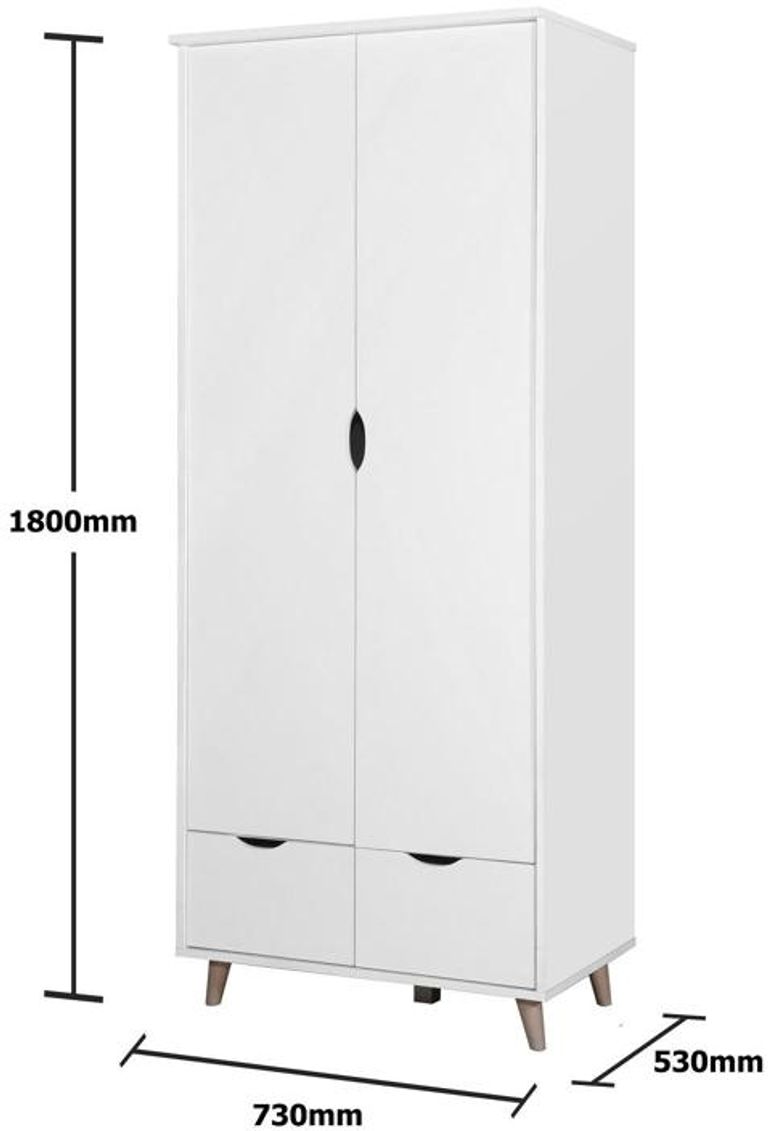 Perce White 2 Door 2 Drawer Wardrobe