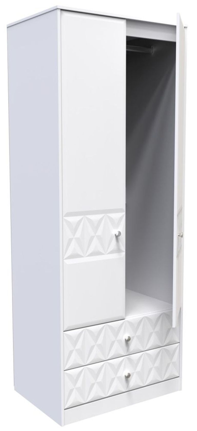Pixel White 2 Door 2 Drawer Combi Wardrobe