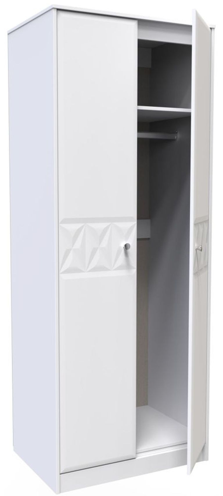 Pixel White 2 Door Plain Tall Wardrobe