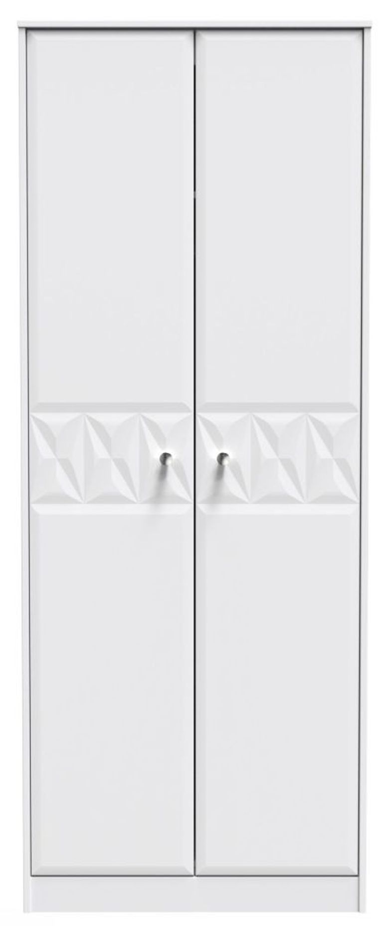 Pixel White 2 Door Plain Tall Wardrobe