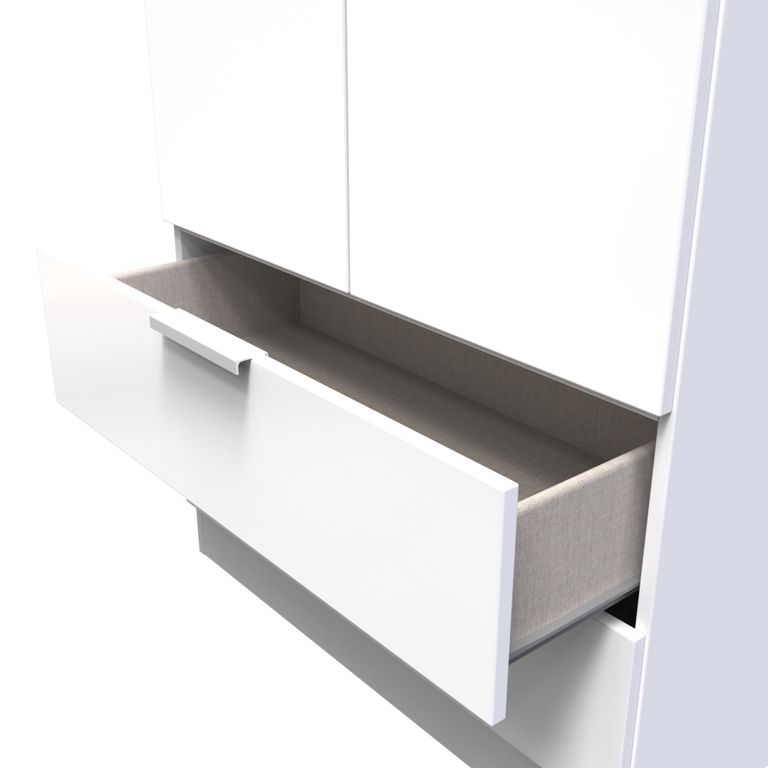 Plymouth White Gloss 2 Door 2 Drawer Tall Wardrobe