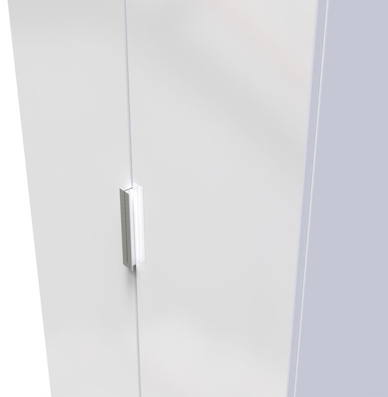 Plymouth White Gloss 2 Door Plain Tall Wardrobe