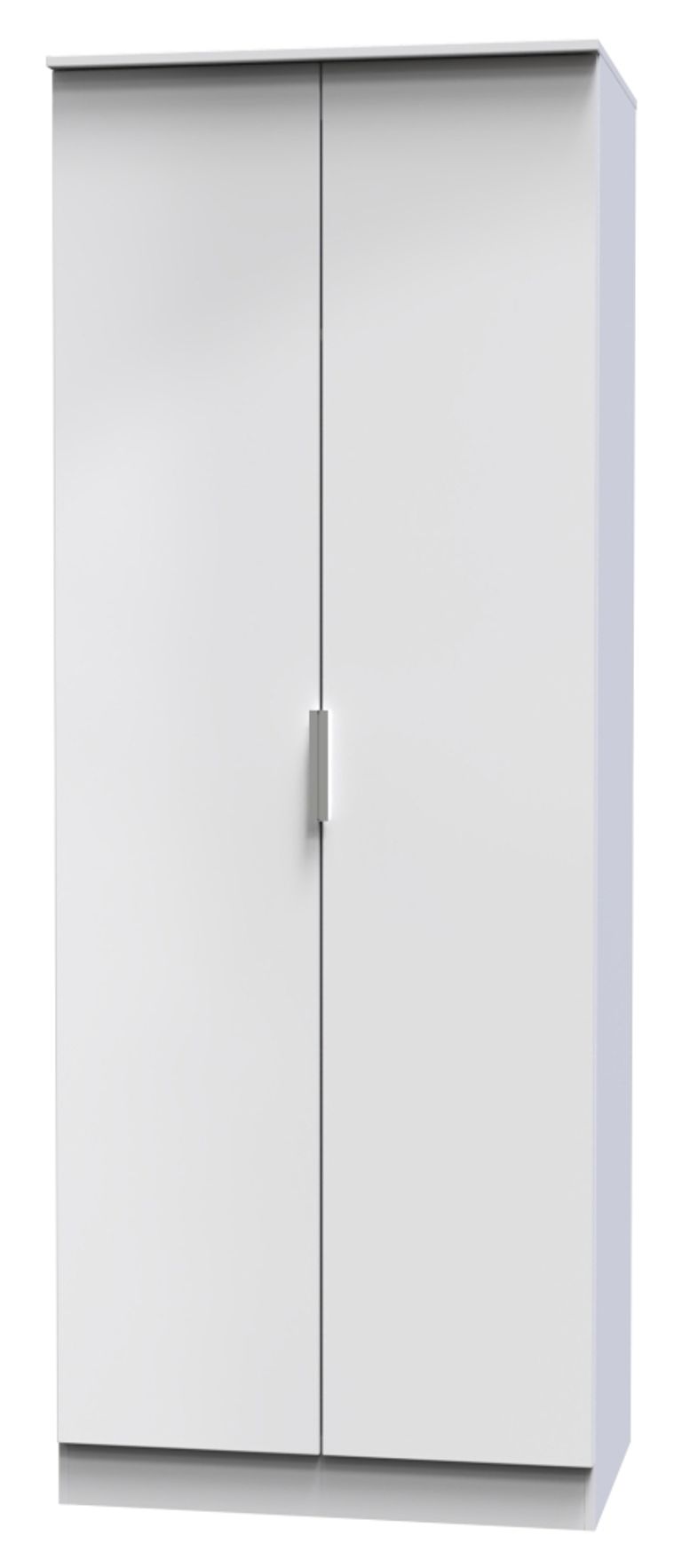 Plymouth White Gloss 2 Door Plain Tall Wardrobe