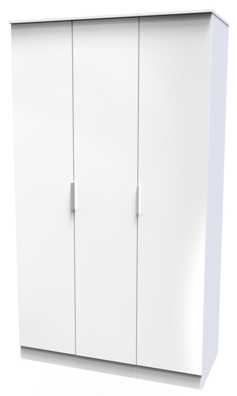 Plymouth White Gloss 3 Door Tall Triple Wardrobe