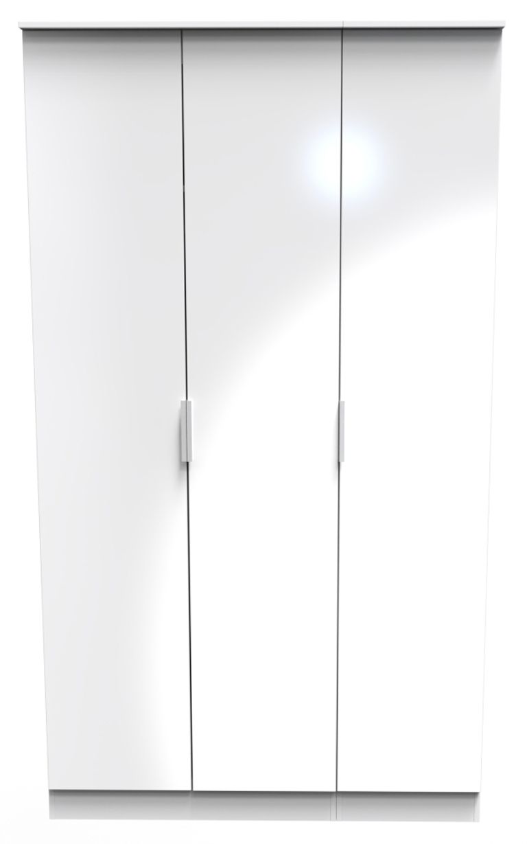 Plymouth White Gloss 3 Door Tall Triple Wardrobe