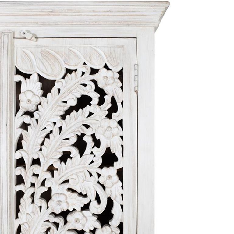 Quintana Wardrobe - Washed Carved - Mango Wood - 2 Door