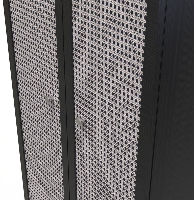 Rattan and Black Ash 2 Door Plain Tall Wardrobe