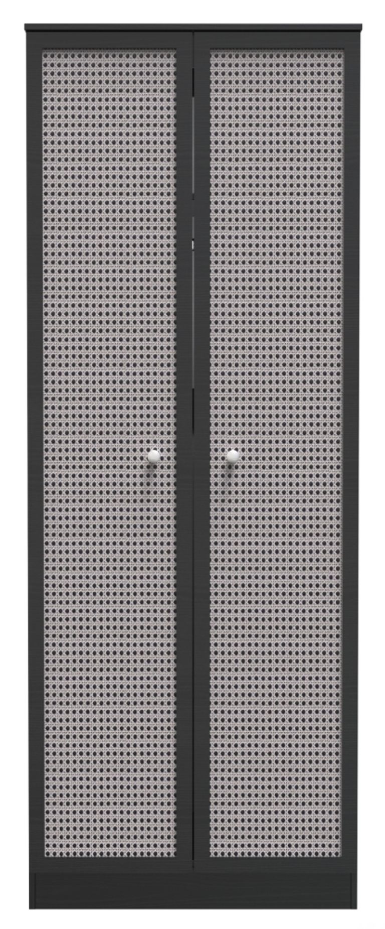 Rattan and Black Ash 2 Door Plain Wardrobe