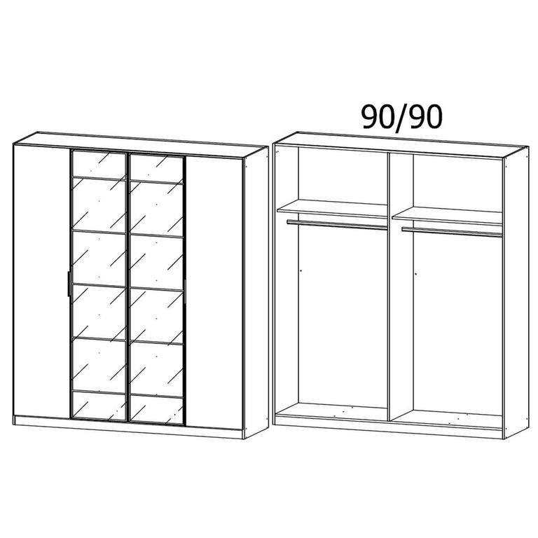 Rauch Acero 181cm 4 Door Mirror Wardrobe - Artisan Oak