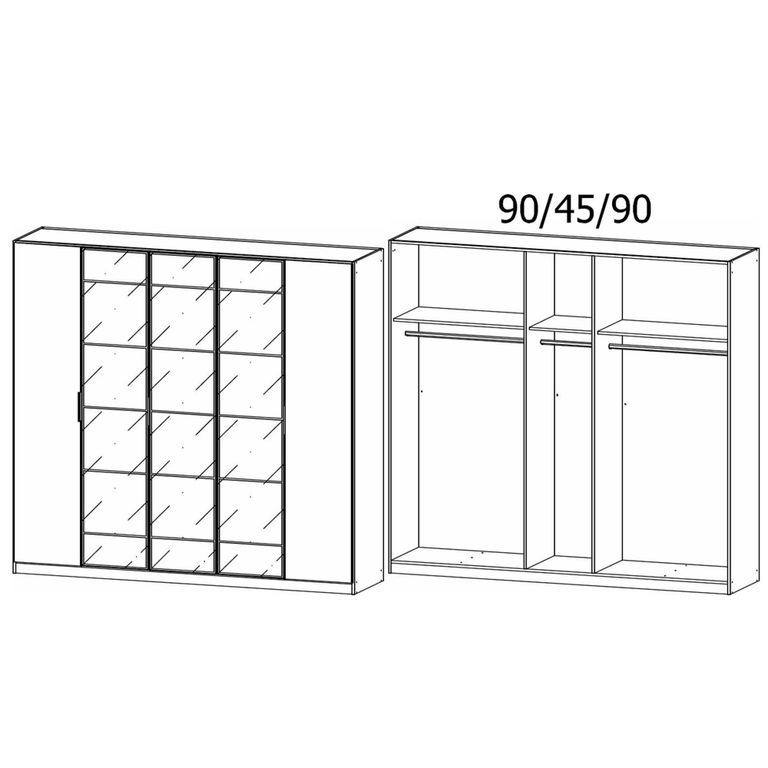 Rauch Acero 226cm 5 Door Mirror Wardrobe - Artisan Oak