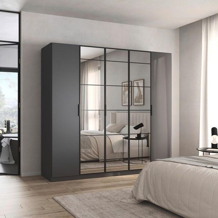 Rauch Acero 226cm 5 Door Mirror Wardrobe - Metallic Grey