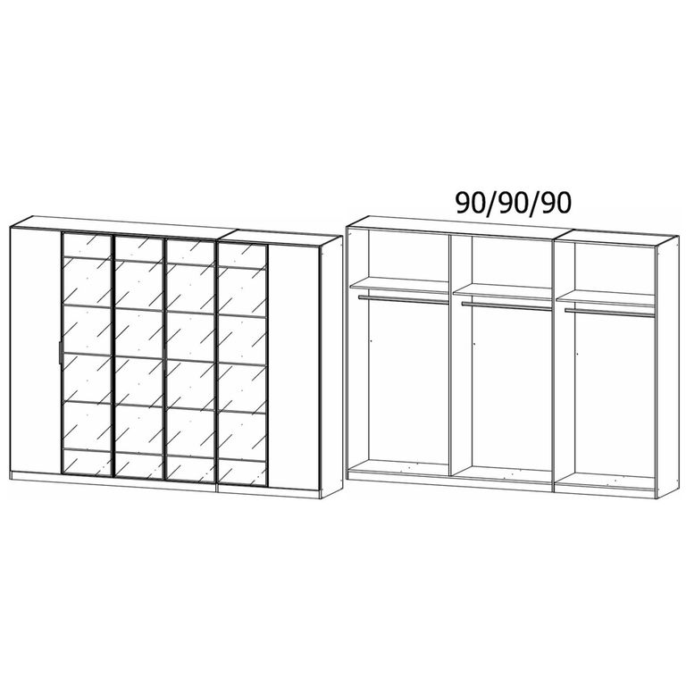 Rauch Acero 271cm 6 Door Mirror Wardrobe - Metallic Grey