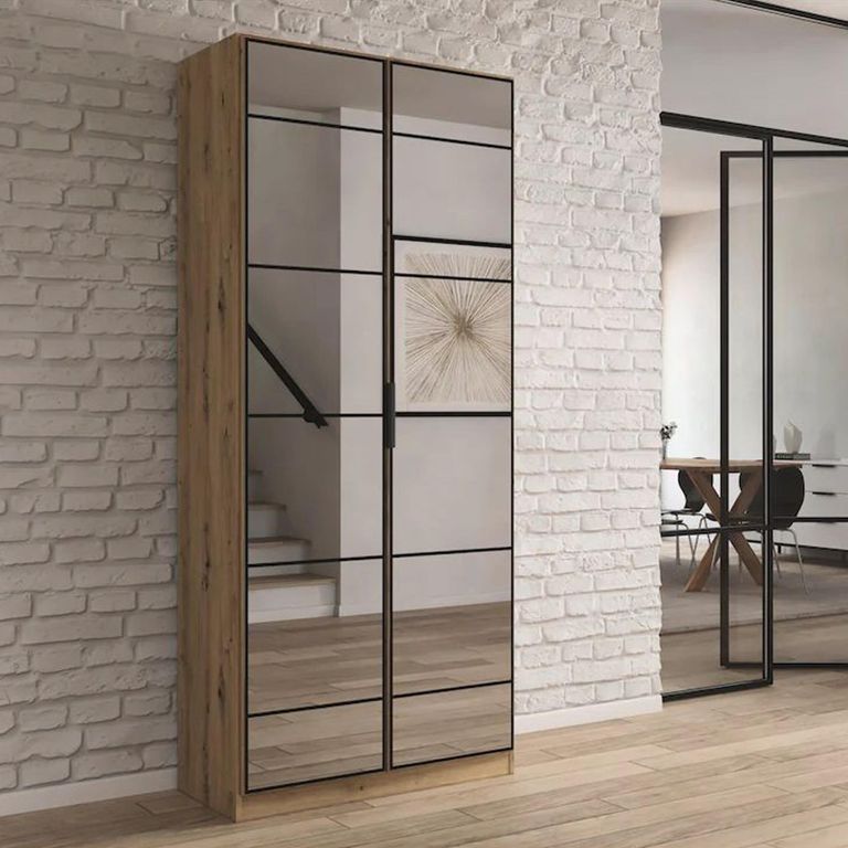 Rauch Acero 91cm 2 Door Mirrored Wardrobe - Artisan Oak