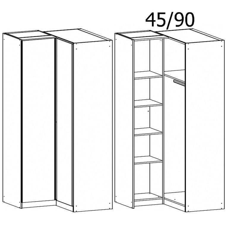 Rauch Alabama 100cm 2 Door Corner Wardrobe - Metallic Dark Grey
