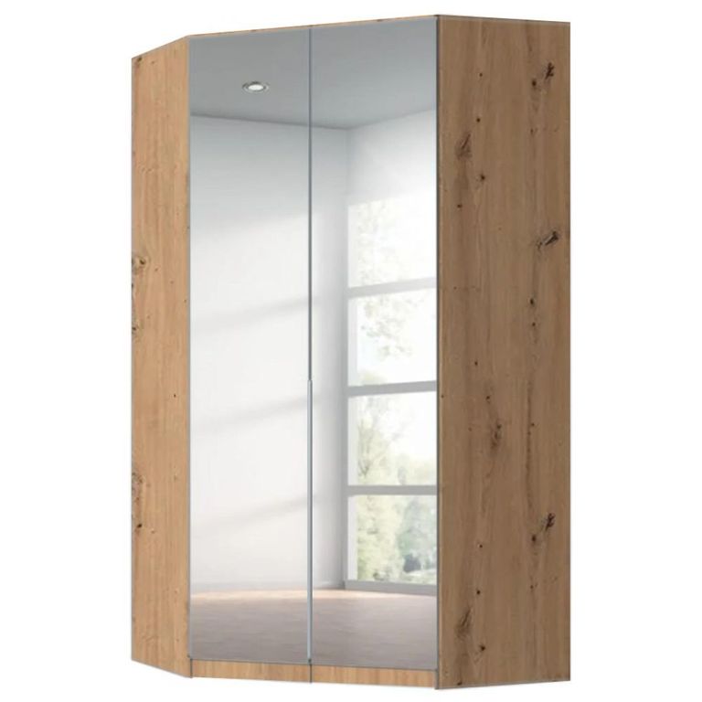 Rauch Alabama 117cm 2 Door Corner Mirrored Wardrobe - Artisan Oak