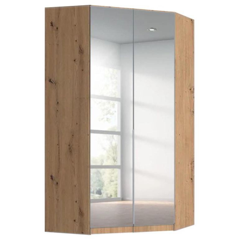 Rauch Alabama 117cm 2 Door Corner Mirrored Wardrobe - Artisan Oak