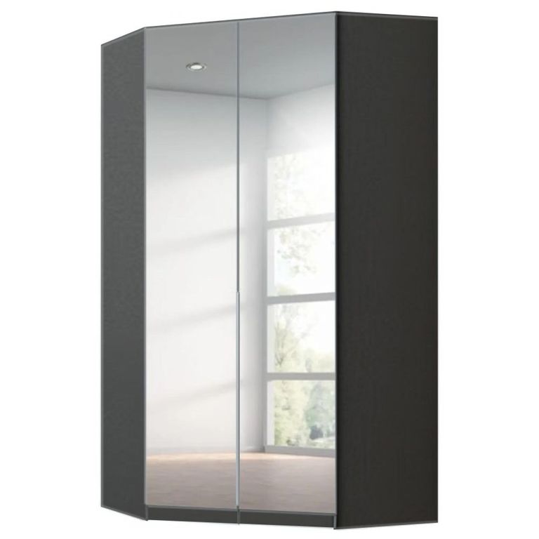 Rauch Alabama 117cm 2 Door Corner Mirrored Wardrobe - Metallic Dark Grey