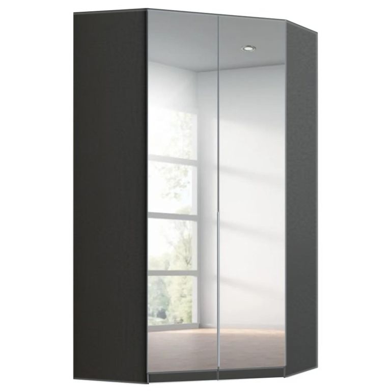 Rauch Alabama 117cm 2 Door Corner Mirrored Wardrobe - Metallic Dark Grey