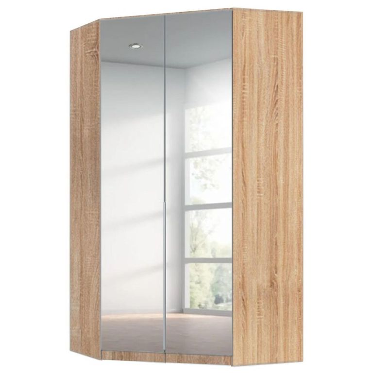 Rauch Alabama 117cm 2 Door Corner Mirrored Wardrobe - Sonoma Oak