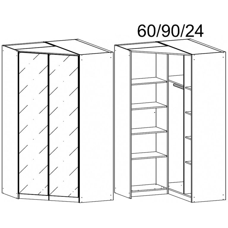 Rauch Alabama 117cm 2 Door Corner Mirrored Wardrobe - Sonoma Oak