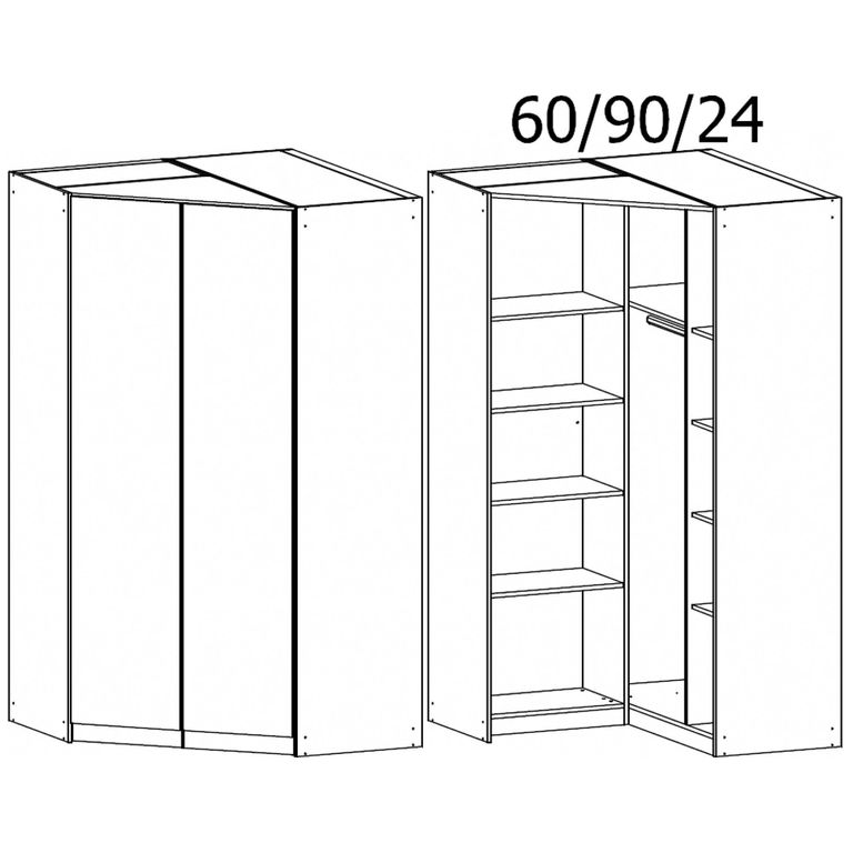 Rauch Alabama 117cm 2 Door Corner Wardrobe - Artisan Oak