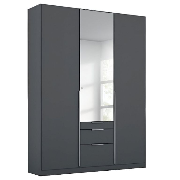 Alabama Wardrobe - 136cm - 3 Door - Combi - Metallic Dark Grey