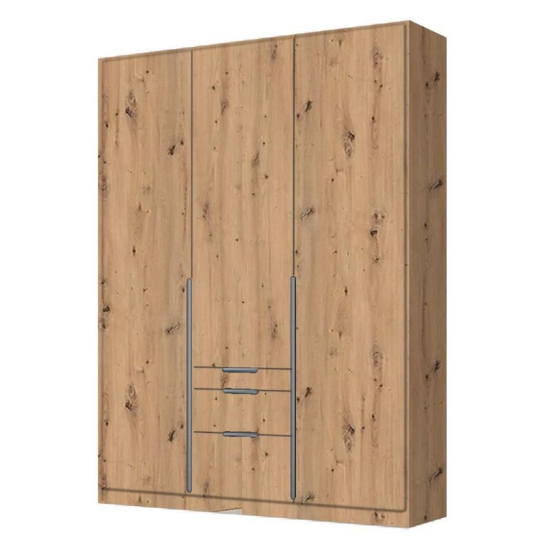 Alabama Wardrobe - 136cm - 3 Door - Drawer - Artisan Oak