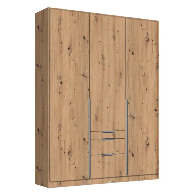 Alabama Wardrobe - 136cm - 3 Door - Drawer - Artisan Oak