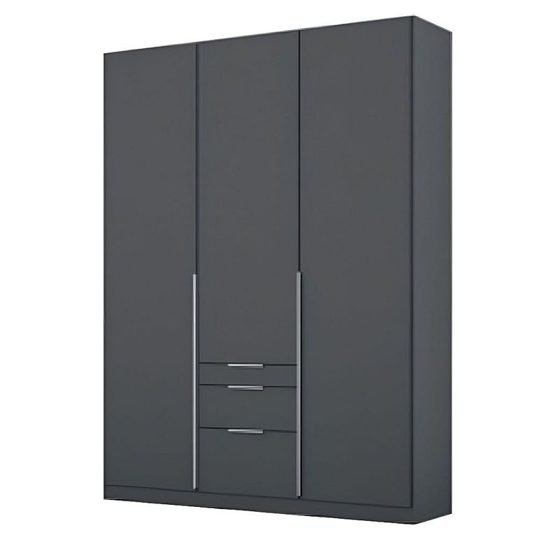 Alabama Wardrobe - 136cm - 3 Door - Drawer - Metallic Dark Grey