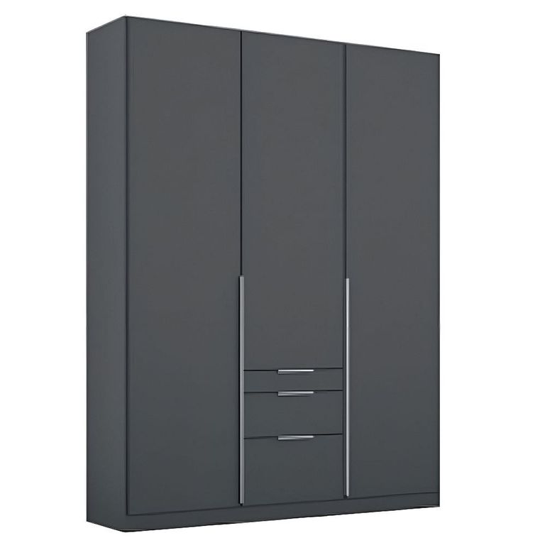 Alabama Wardrobe - 136cm - 3 Door - Drawer - Metallic Dark Grey