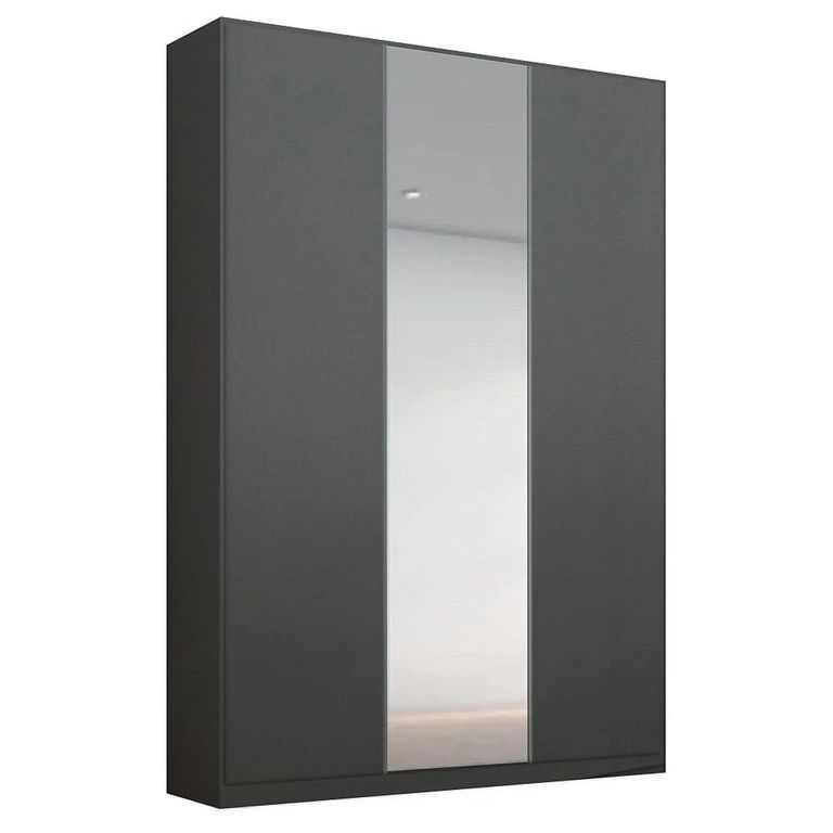 Alabama Wardrobe - 136cm - 3 Door - Mirror - Metallic Dark Grey