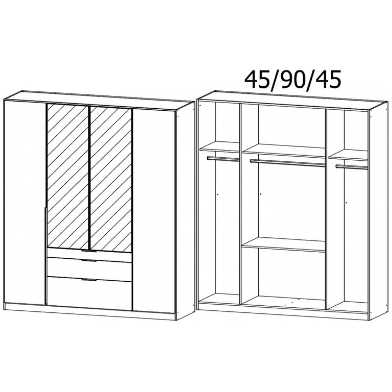 Alabama Wardrobe - 181cm - 4 Door - Combi - Sonoma Oak