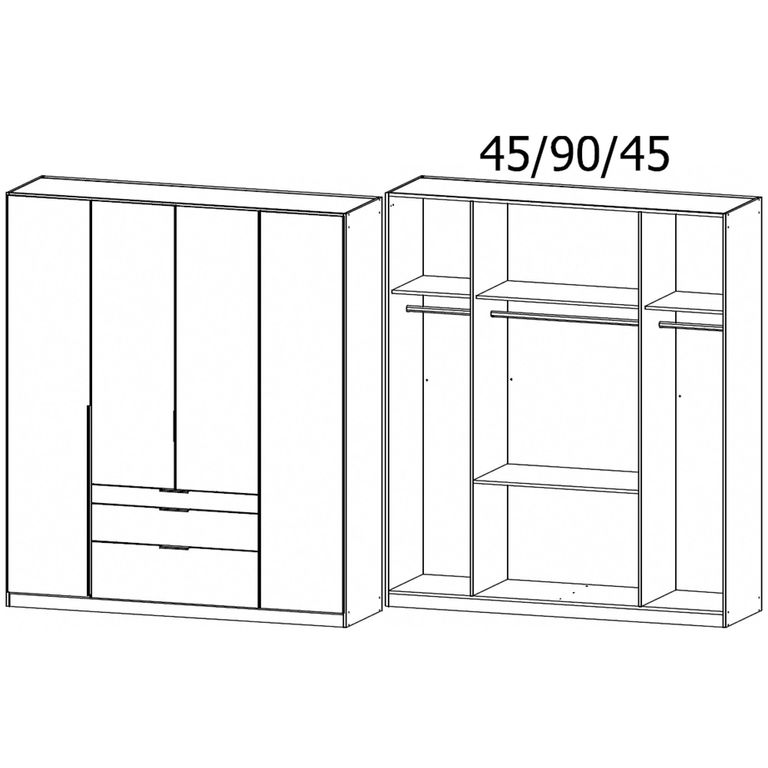Alabama Wardrobe - 181cm - 4 Door - Drawer - Artisan Oak