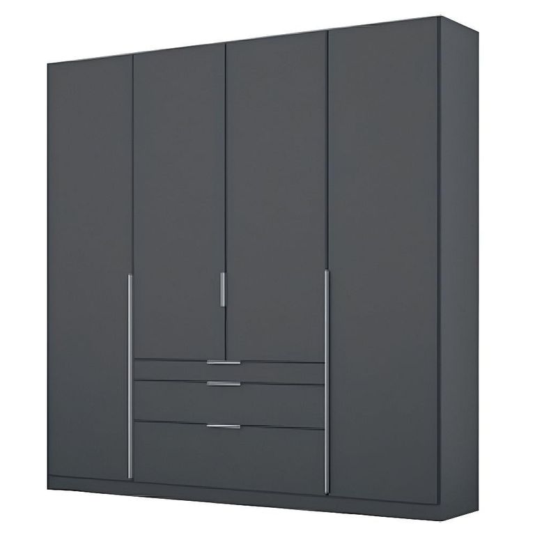 Alabama Wardrobe - 181cm - 4 Door - Drawer - Metallic Dark Grey