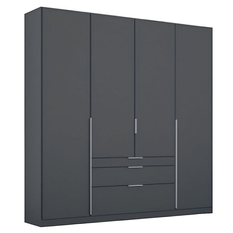 Alabama Wardrobe - 181cm - 4 Door - Drawer - Metallic Dark Grey