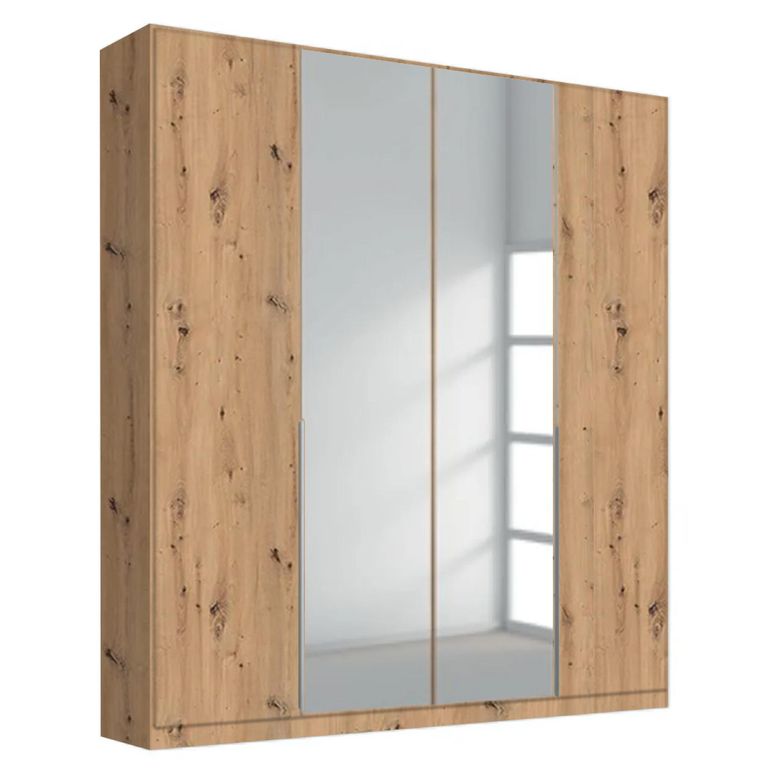 Alabama Wardrobe - 181cm - 4 Door - Mirror - Artisan Oak