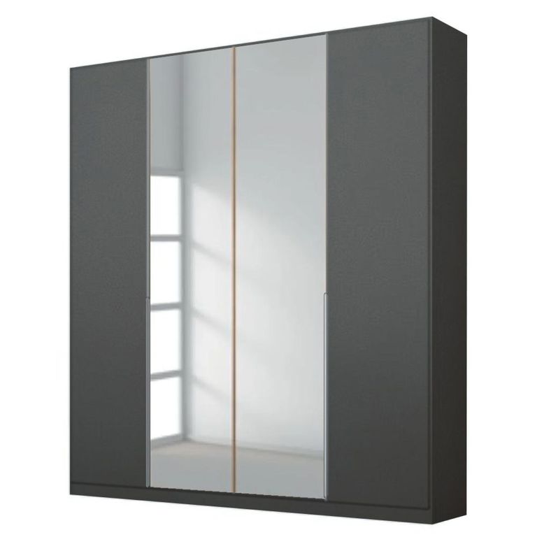 Alabama Wardrobe - 181cm - 4 Door - Mirror - Metallic Dark Grey