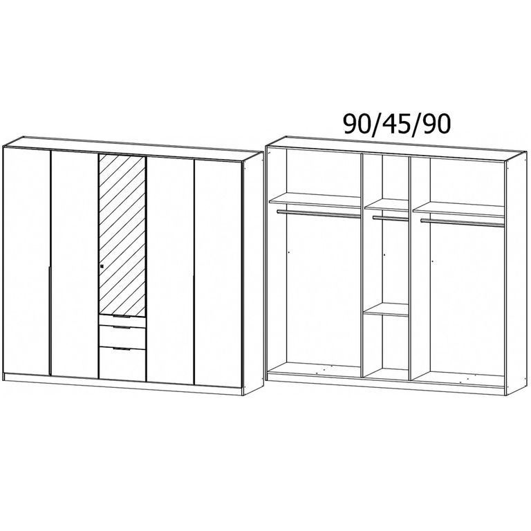 Alabama Wardrobe - 226cm - 5 Door - Combi - Champagne
