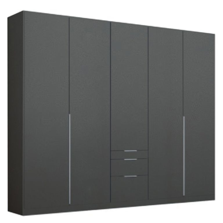 Alabama Wardrobe - 226cm - 5 Door - Drawer - Metallic Dark Grey