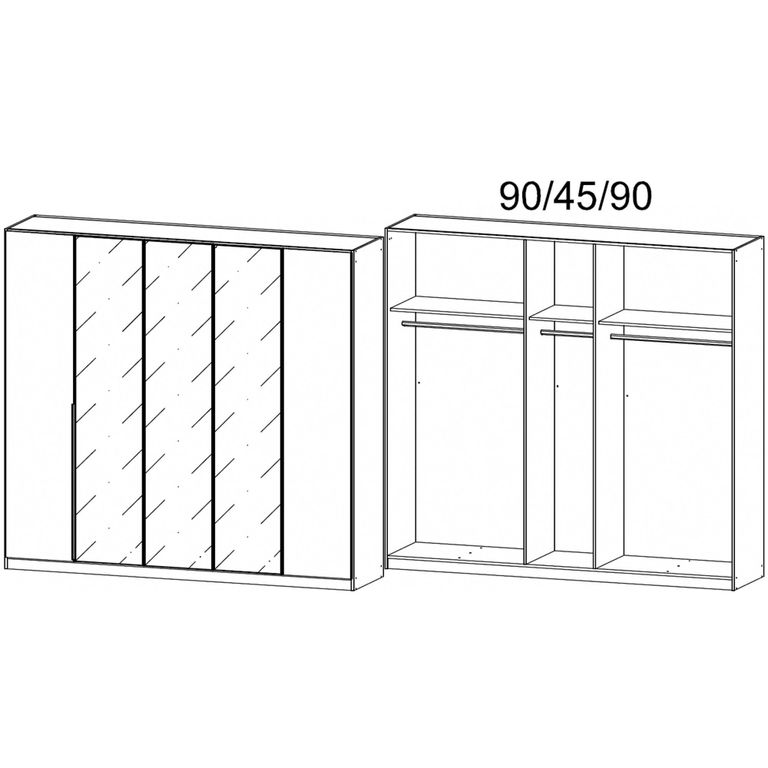 Alabama Wardrobe - 226cm - 5 Door - Mirror - Sonoma Oak