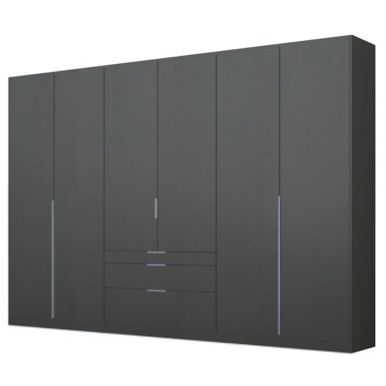 Alabama Wardrobe - 271cm - 6 Door - Drawer - Metallic Dark Grey