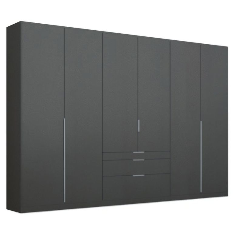 Alabama Wardrobe - 271cm - 6 Door - Drawer - Metallic Dark Grey