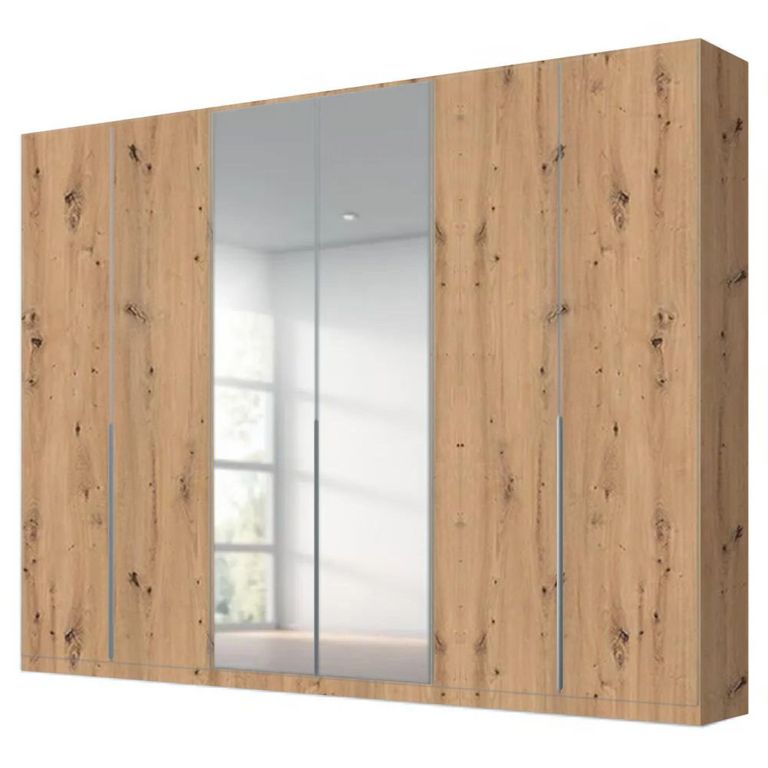 Alabama Wardrobe - 271cm - 6 Door - Mirror - Artisan Oak