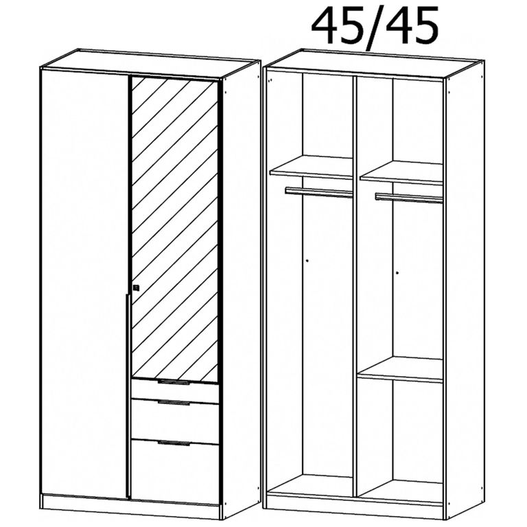 Rauch Alabama 91cm 2 Door Combi Wardrobe - Metallic Dark Grey