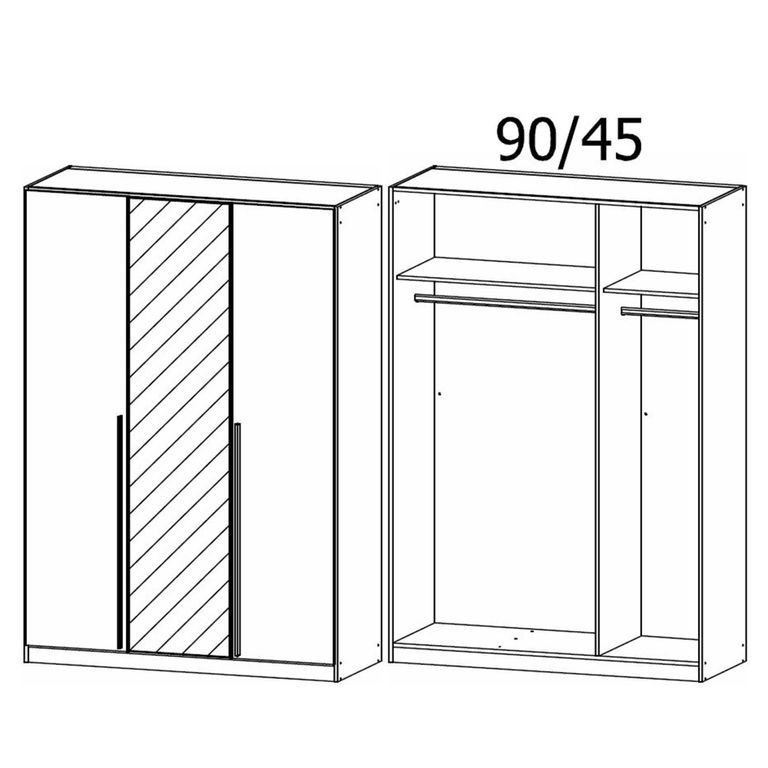 Rauch Alba 136cm 3 Door Mirror Wardrobe - Champagne