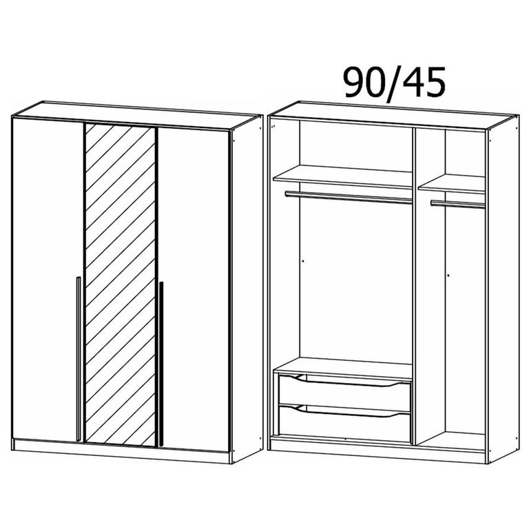 Rauch Alba 136cm 3 Door Mirror Wardrobe - Metallic Grey