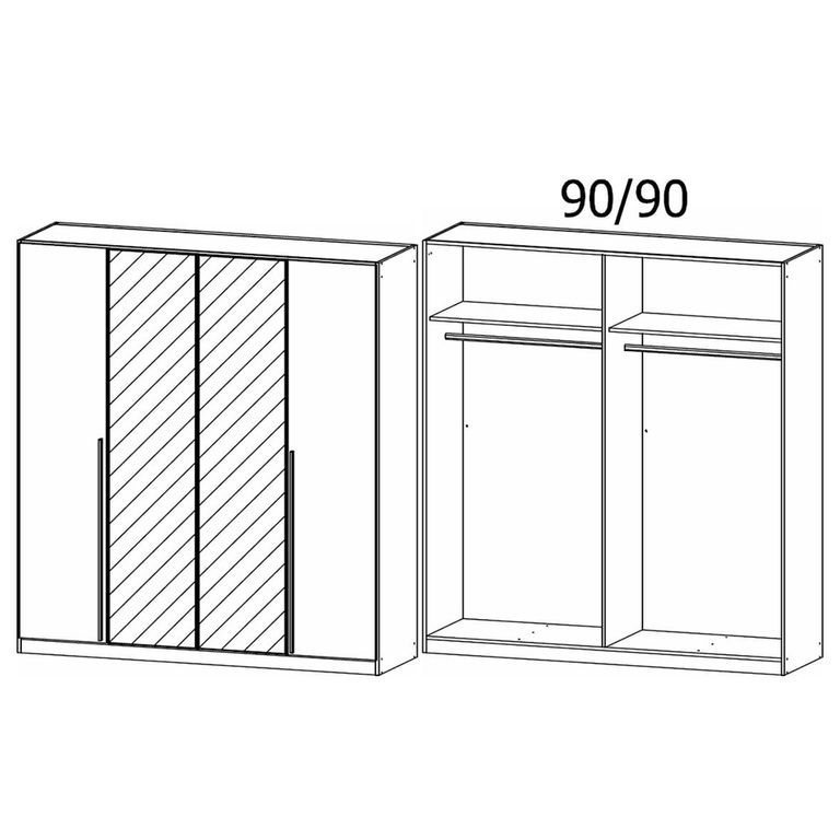 Rauch Alba 181cm 4 Door Mirror Wardrobe - White Gloss