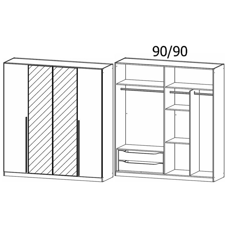 Rauch Alba 181cm 4 Door Mirror Wardrobe - White Gloss