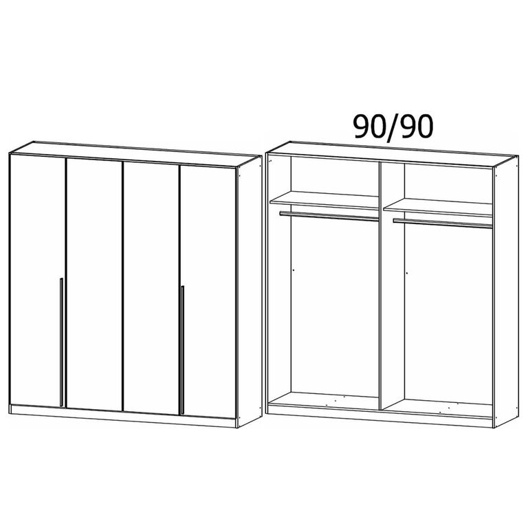 Rauch Alba 181cm 4 Door Wardrobe - Metallic Grey