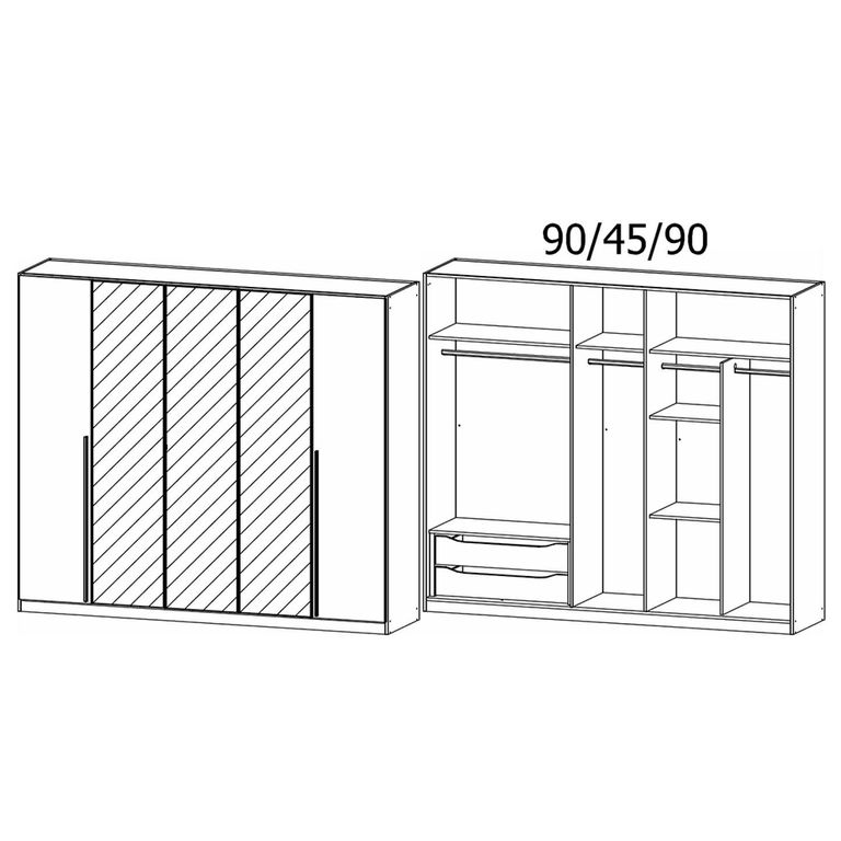 Rauch Alba 226cm 5 Door Mirror Wardrobe - Metallic Grey